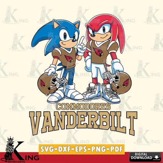 Vanderbilt Commodores Sonic And Knuckles Football SVG file, Vector , Digital Download , PDF File , Instant Download