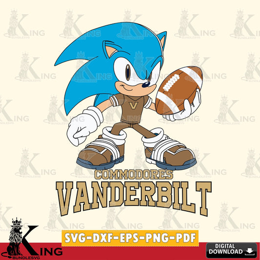Vanderbilt Commodores Sonic Rugby SVG file, Vector , Digital Download , PDF File , Instant Download