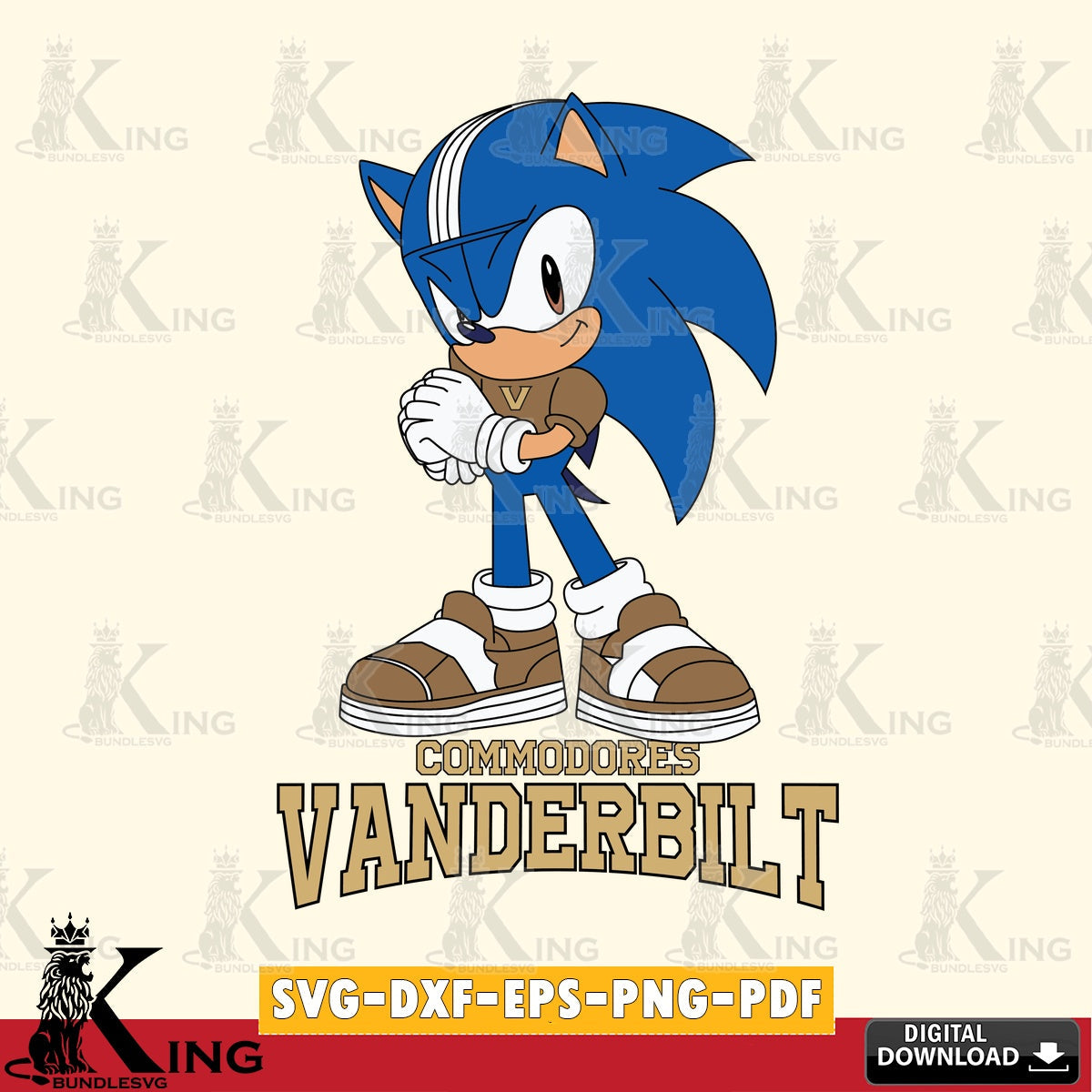 Vanderbilt Commodores Sonic cute Football SVG file, Vector , Digital Download , PDF File , Instant Download