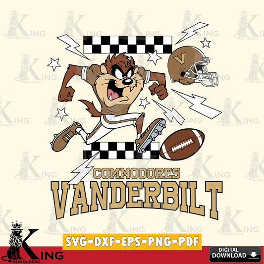 Vanderbilt Commodores Taz Football Lightning SVG file, Cut file  , Digital Download , Instant Download, Taz svg, NCAA svg