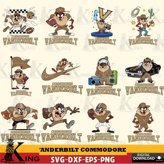 Vanderbilt Commodores Taz Football NCAA Bundle SVG file, Cut file  , Digital Download , Instant Download, Taz svg, NCAA svg