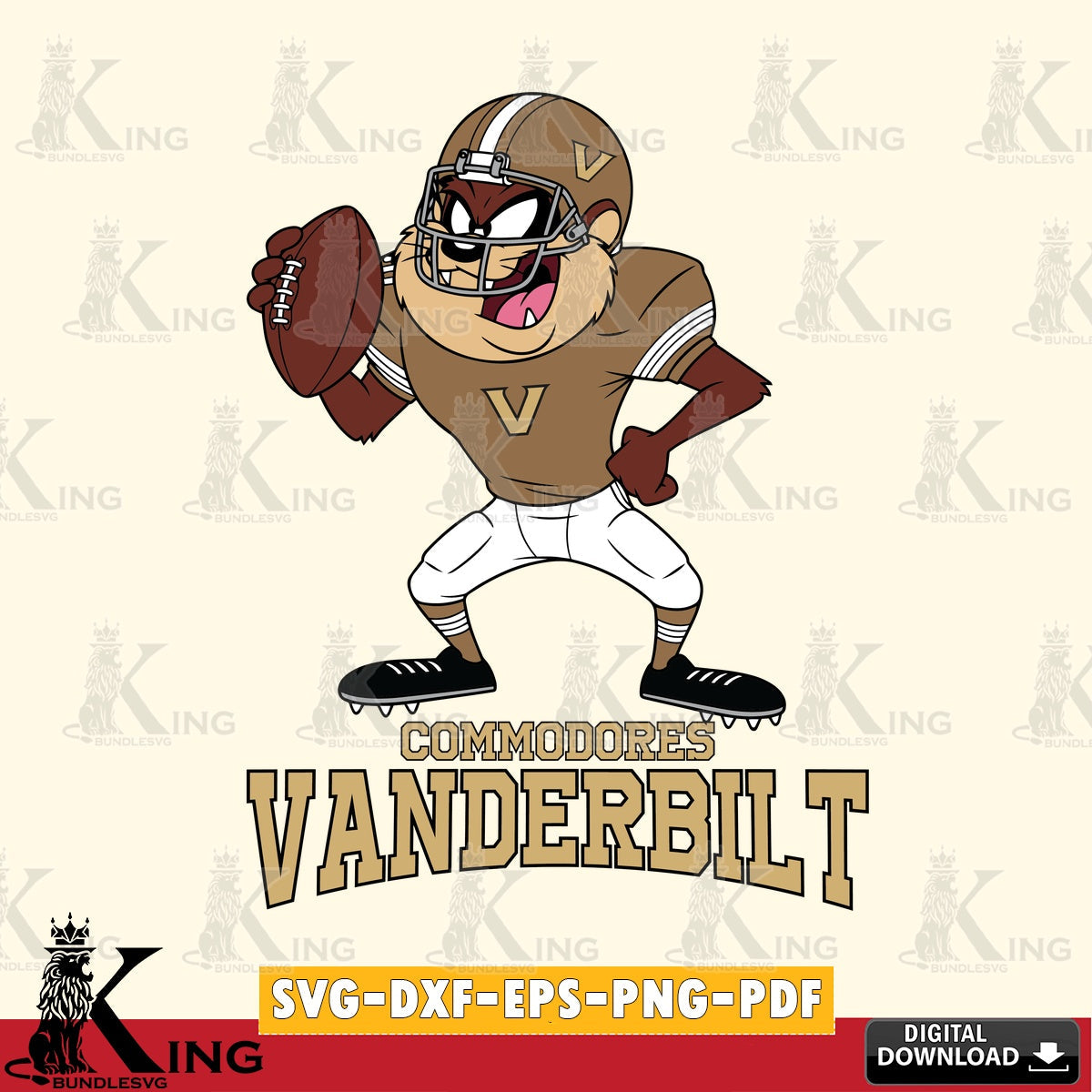 Vanderbilt Commodores Taz Football Player SVG file, Cut file  , Digital Download , Instant Download, Taz svg, NCAA svg