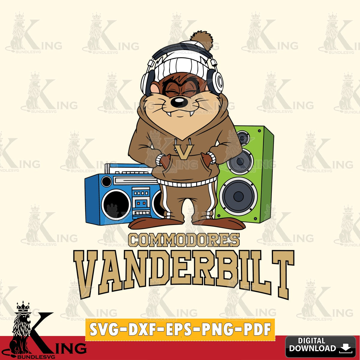 Vanderbilt Commodores Taz Hip Hop SVG file, Cut file  , Digital Download , Instant Download, Taz svg, NCAA svg