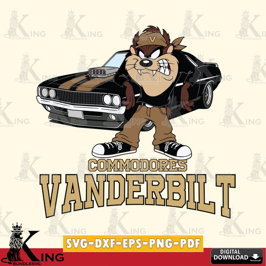 Vanderbilt Commodores Taz Racing Car SVG file, Cut file  , Digital Download , Instant Download, Taz svg, NCAA svg
