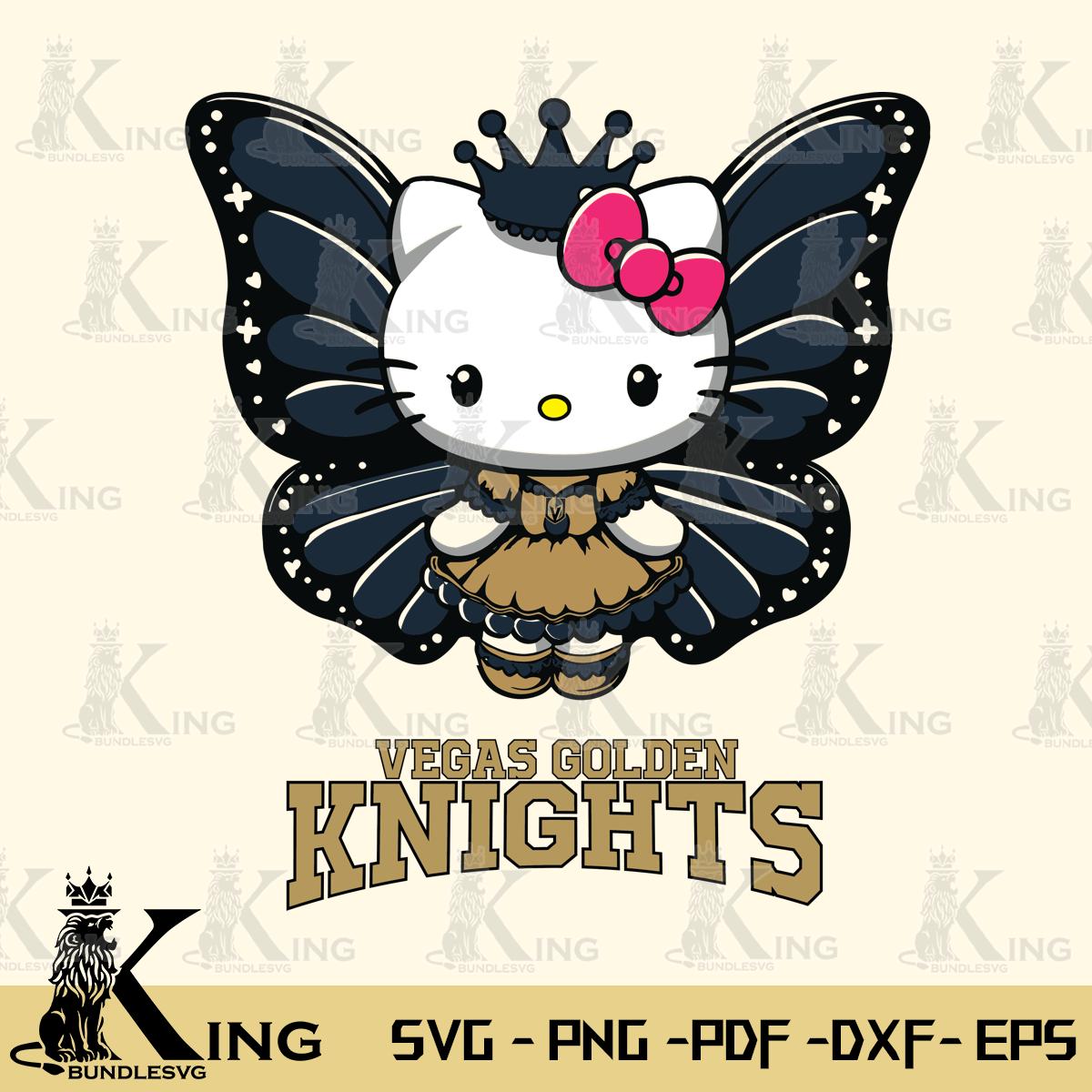 Vegas Golden Knights Kitty Wings & Flowers Svg Eps Dxf Png File, Digital Download