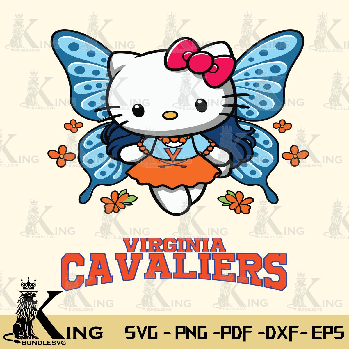 Virginia Cavaliers Butterfly Kitty Charm Svg Eps Dxf Png File, Digital Download