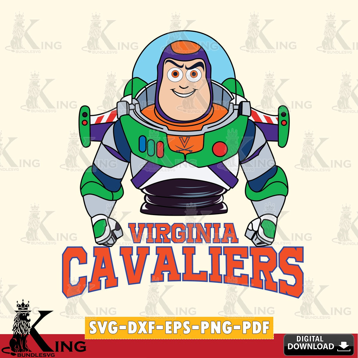 High-quality graphic of Virginia Cavaliers Buzz Lightyear Football, PNG clipart for sublimation printing and graphic design