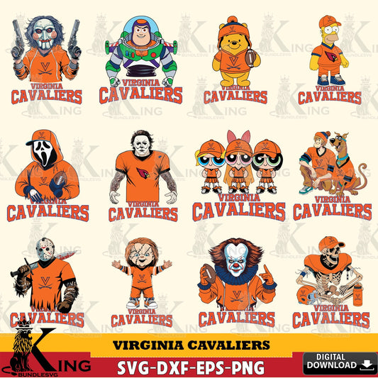 Premium pack containing Virginia Cavaliers Cartoon Football NCAA Bundle, a printable vector design for sublimation and crafts