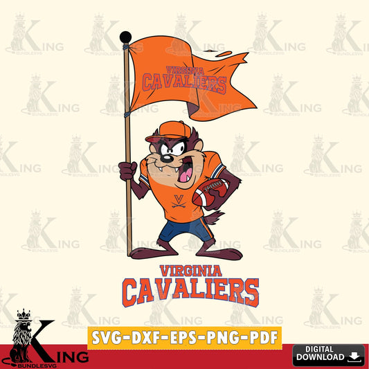 Virginia Cavaliers Football Taz Flag Art SVG file, Cut file  , Digital Download , Instant Download, Taz svg, NCAA svg