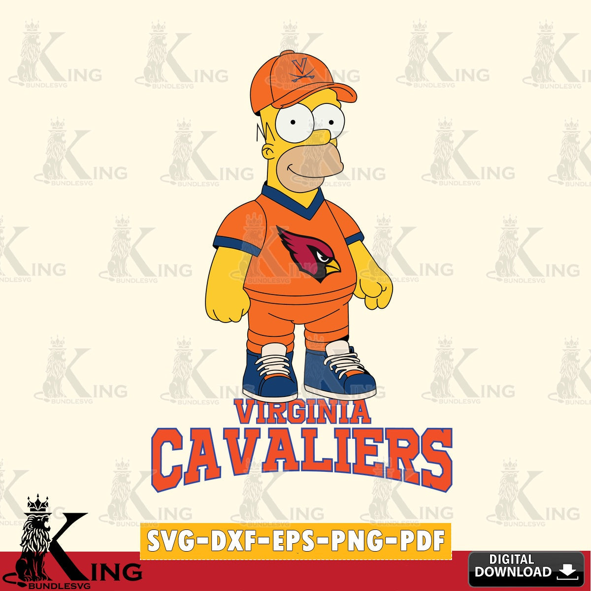 Creative design featuring Virginia Cavaliers Homer Simpson football, SVG cut file for personalized gifts and laser projects