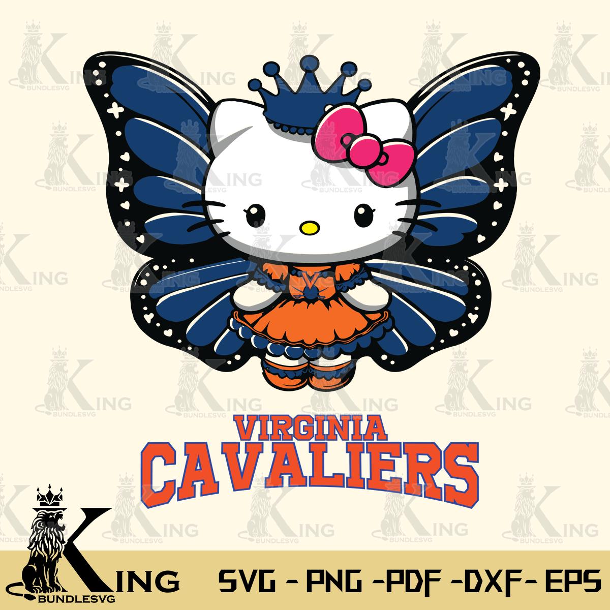 Virginia Cavaliers Kitty Wings & Flowers Svg Eps Dxf Png File, Digital Download