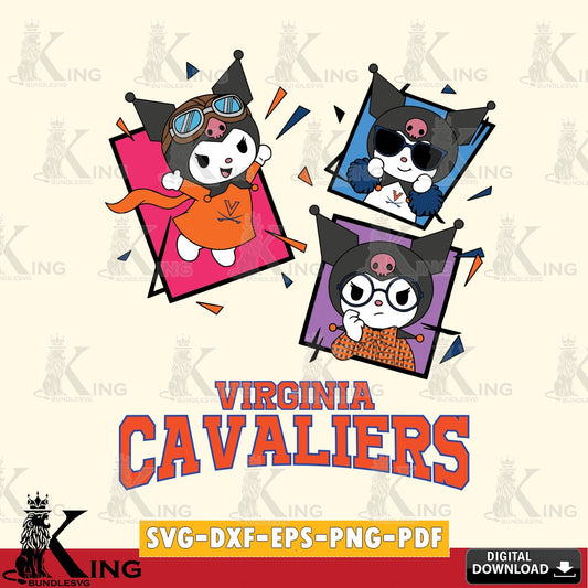 Virginia Cavaliers Kuromi Action Football SVG file, Cricut, Cut file  , Digital Download , Instant Download, Sanrio svg, Clipart