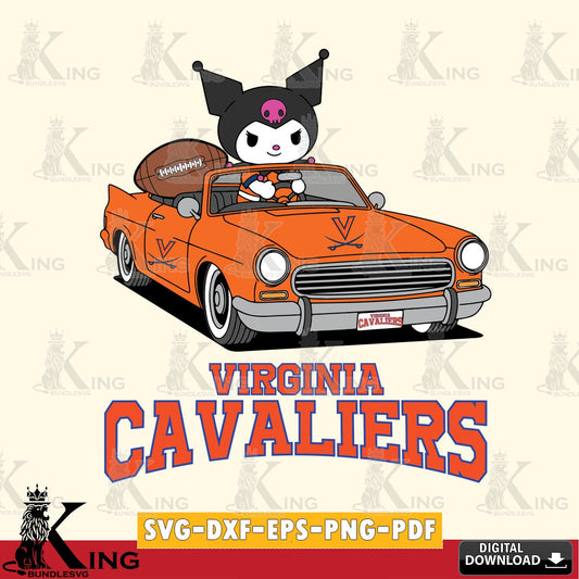 Virginia Cavaliers Kuromi Car Football Game SVG file, Cricut, Cut file  , Digital Download , Instant Download, Sanrio svg, Clipart