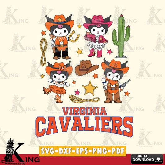 Virginia Cavaliers Kuromi Cowboy Western SVG file, Cricut, Cut file  , Digital Download , Instant Download, Sanrio svg, Clipart