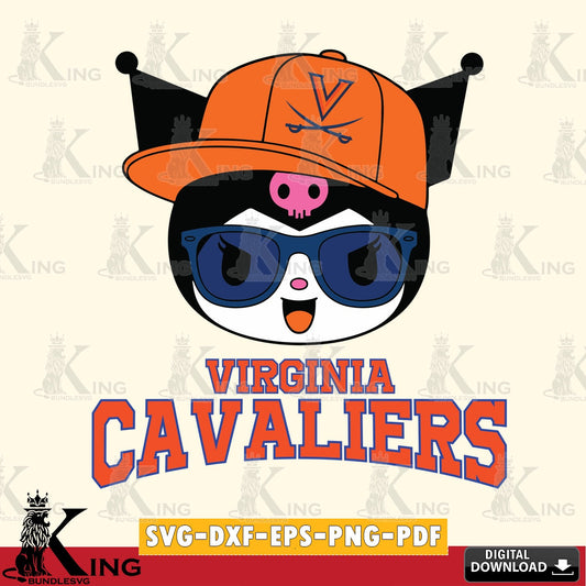 Virginia Cavaliers Kuromi Football Cool SVG file, Cricut, Cut file  , Digital Download , Instant Download, Sanrio svg, Clipart