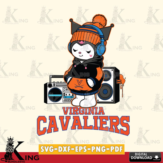 Virginia Cavaliers Kuromi Football Music SVG file, Cricut, Cut file  , Digital Download , Instant Download, Sanrio svg, Clipart