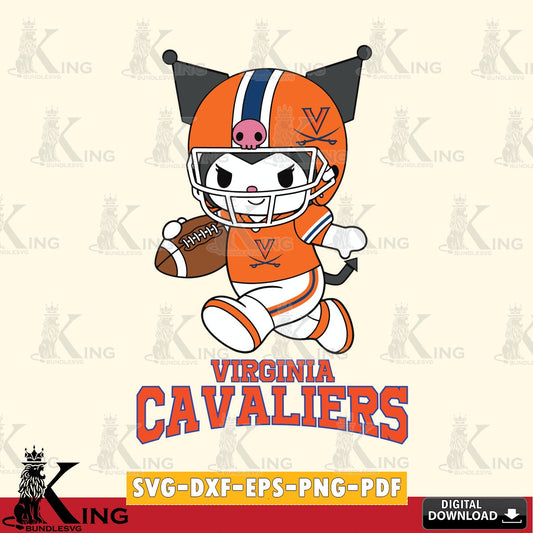 Virginia Cavaliers Kuromi Football Run SVG file, Cricut, Cut file  , Digital Download , Instant Download, Sanrio svg, Clipart