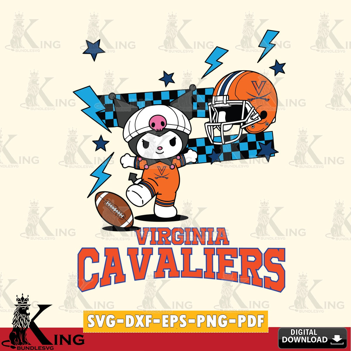 Virginia Cavaliers Kuromi Game Day SVG file, Cricut, Cut file  , Digital Download , Instant Download, Sanrio svg, Clipart