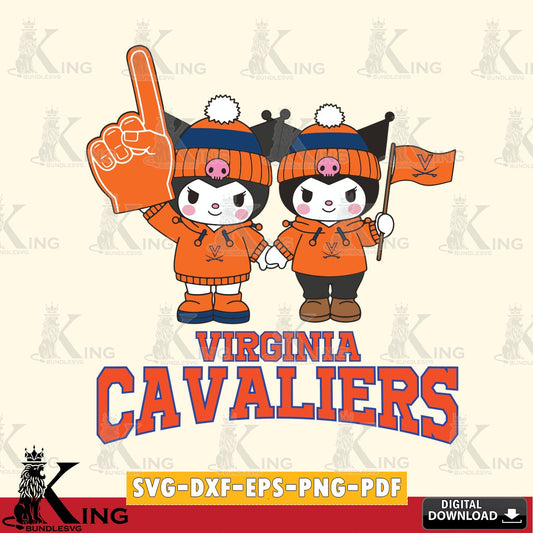 Virginia Cavaliers Kuromi rugby Fan SVG file, Cricut, Cut file  , Digital Download , Instant Download, Sanrio svg, Clipart