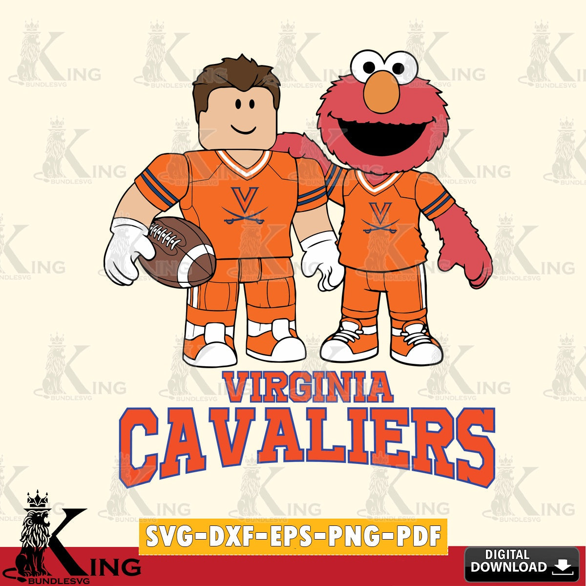 Virginia Cavaliers Roblox & Elmo Football SVG file , NCAA Cricut,  File cut , Digital Download , PDF File