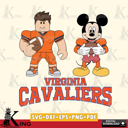 Virginia Cavaliers Roblox & Mickey Football SVG file , NCAA Cricut,  File cut , Digital Download , PDF File