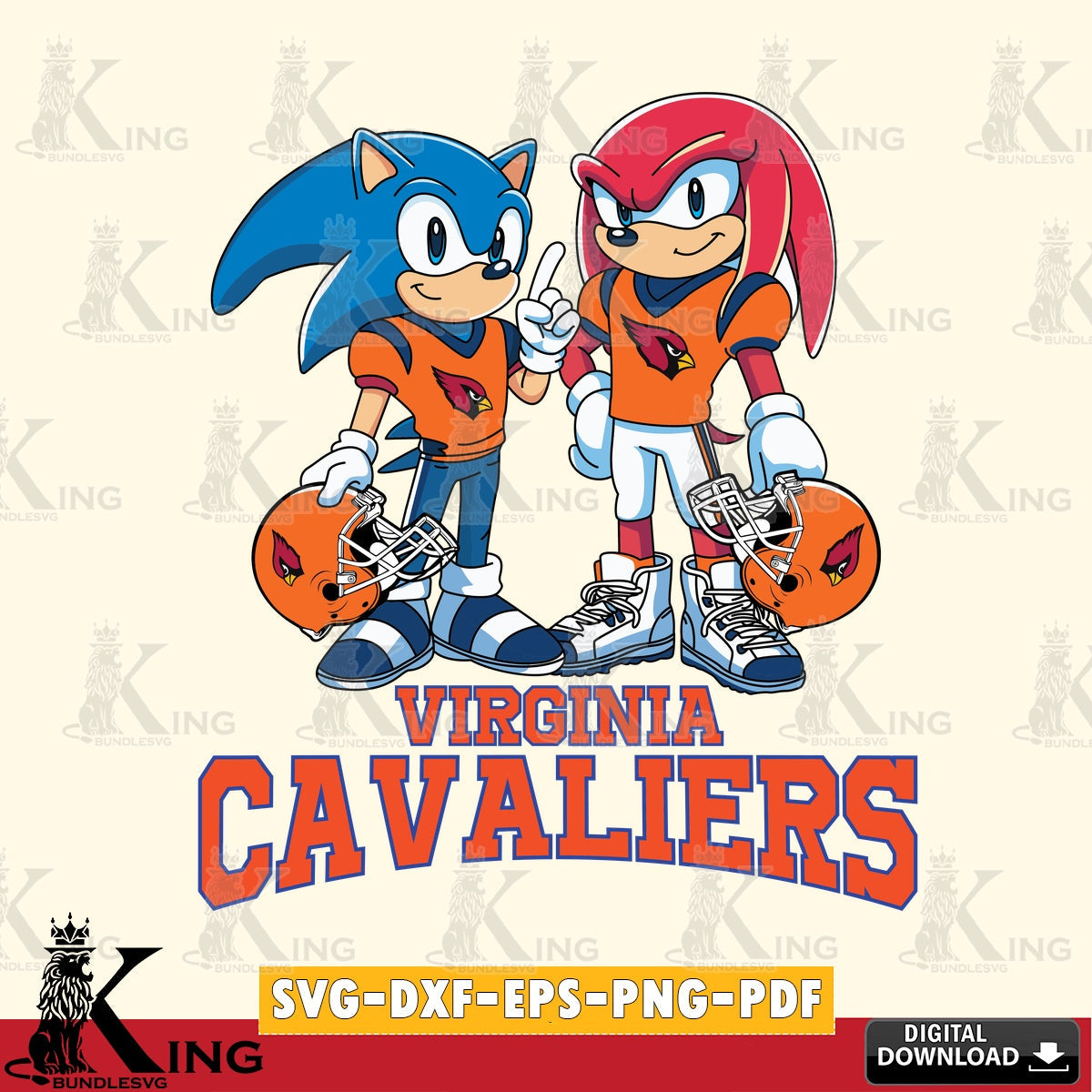 Virginia Cavaliers Sonic And Knuckles Football SVG file, Vector , Digital Download , PDF File , Instant Download