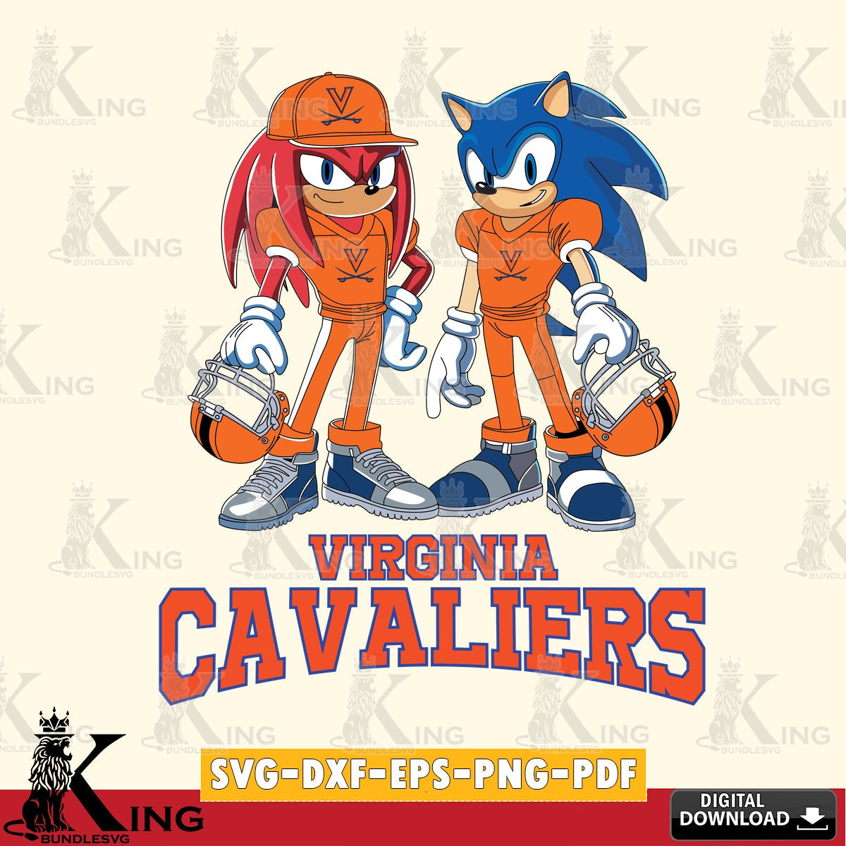 Virginia Cavaliers Sonic And Knuckles Player Football SVG file, Vector , Digital Download , PDF File , Instant Download