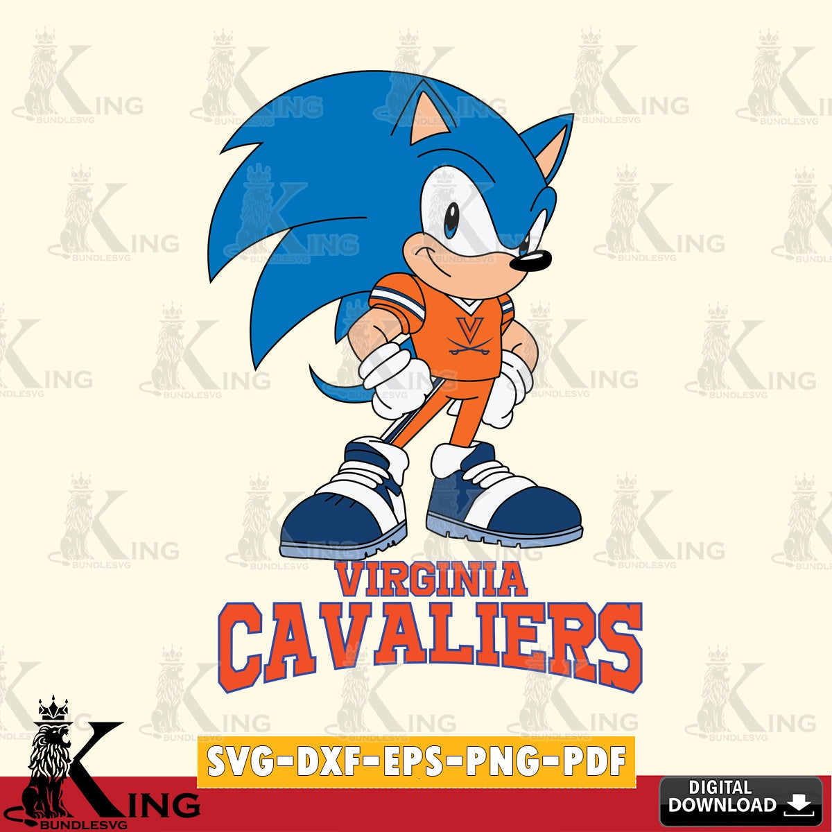 Virginia Cavaliers Sonic Football Star Mascot SVG file, Vector , Digital Download , PDF File , Instant Download
