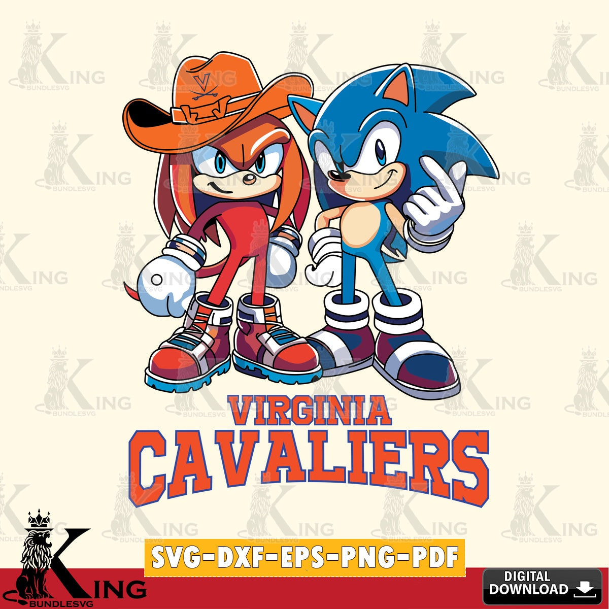 Virginia Cavaliers Sonic & Knuckles Football Mascot SVG file, Vector , Digital Download , PDF File , Instant Download