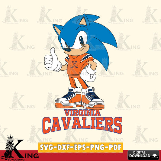 Printable art of Virginia Cavaliers Sonic Like Football, vector illustration for POD merchandise and apparel