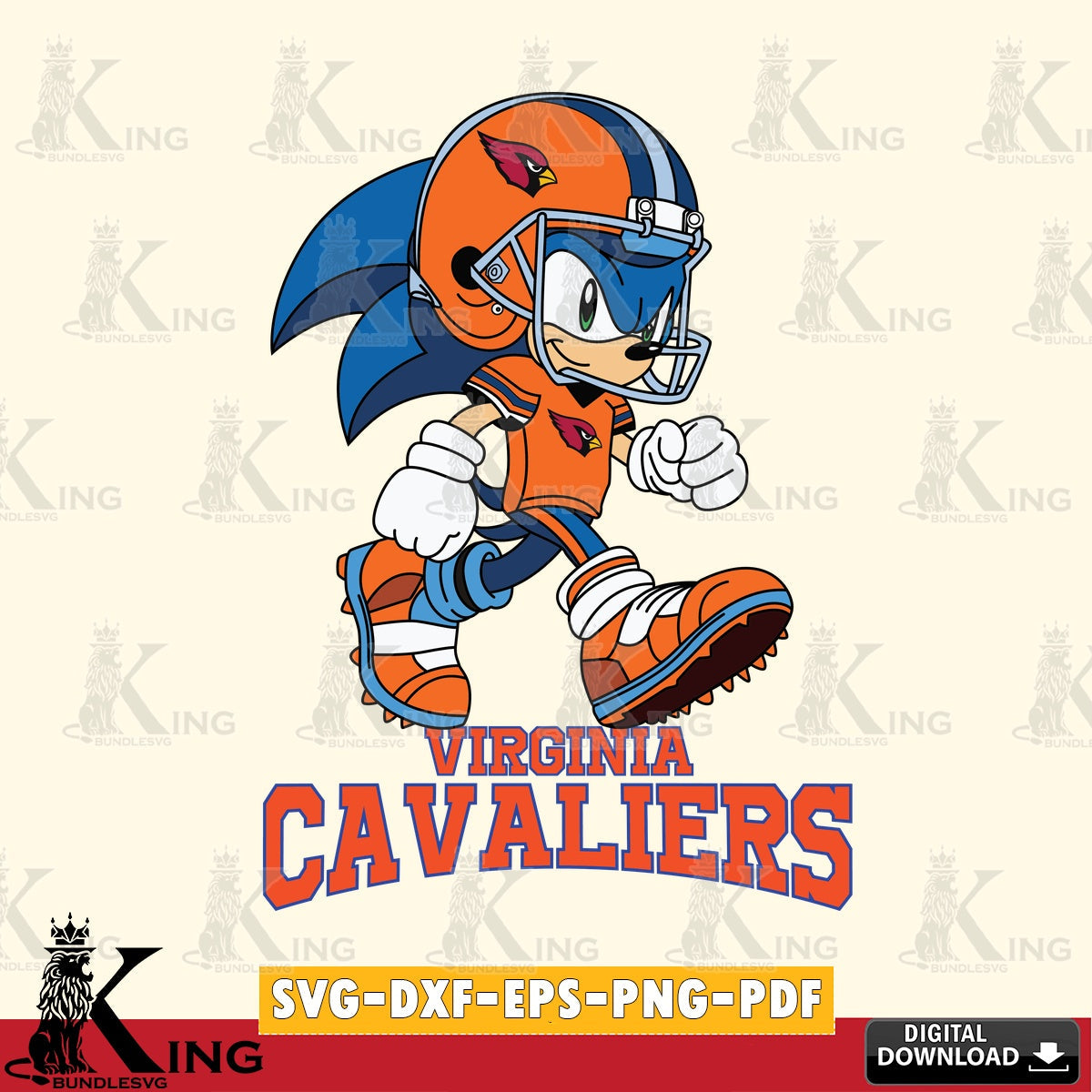 Virginia Cavaliers Sonic Ready Football SVG file, Vector , Digital Download , PDF File , Instant Download