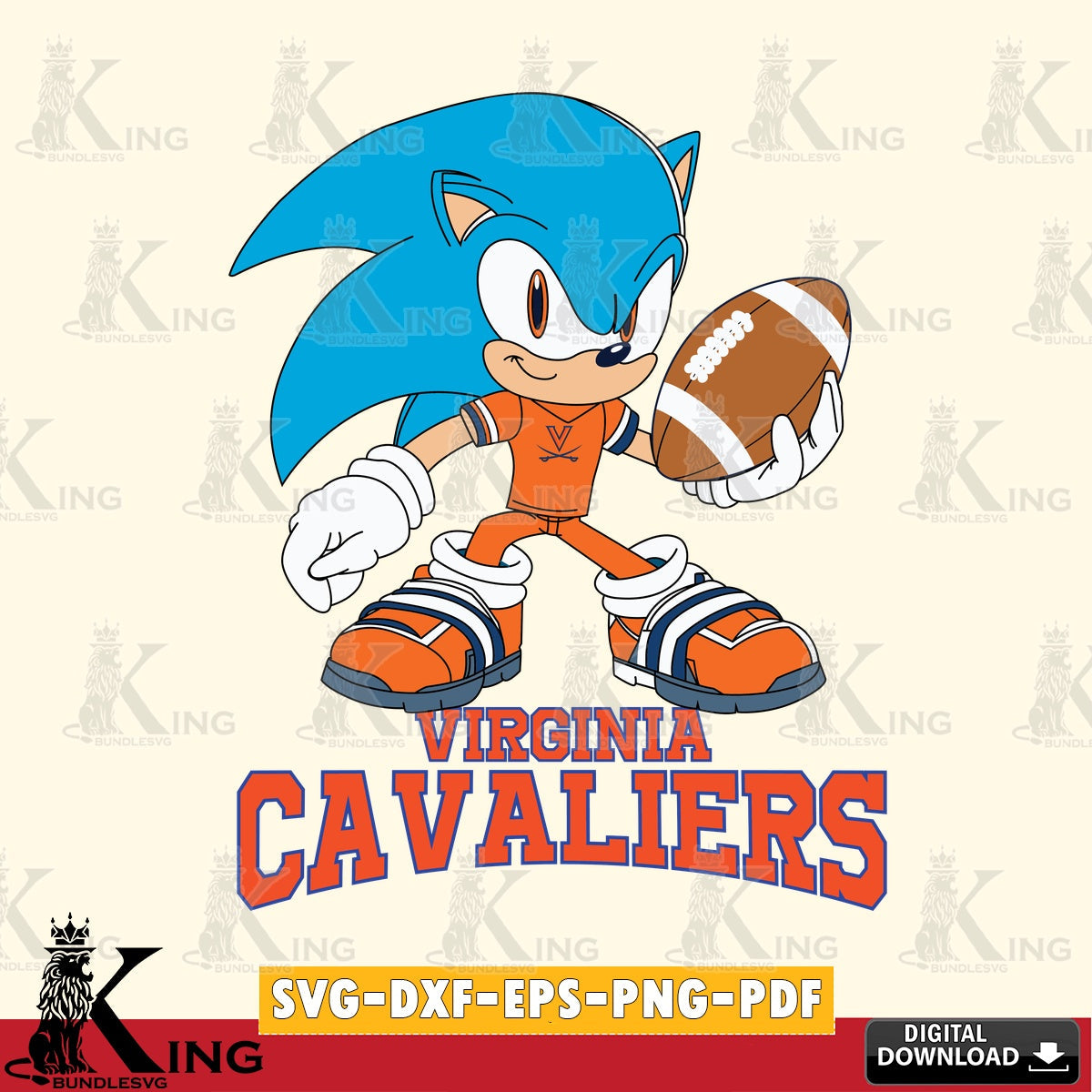 Virginia Cavaliers Sonic Rugby SVG file, Vector , Digital Download , PDF File , Instant Download