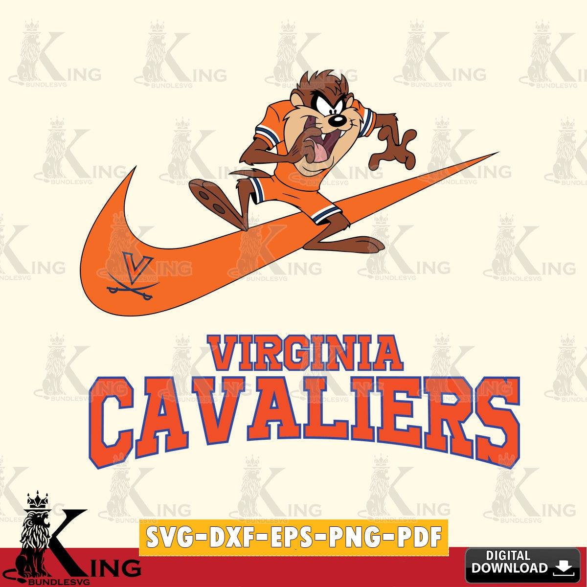 Virginia Cavaliers Taz Football Nike SVG file, Cut file  , Digital Download , Instant Download, Taz svg, NCAA svg