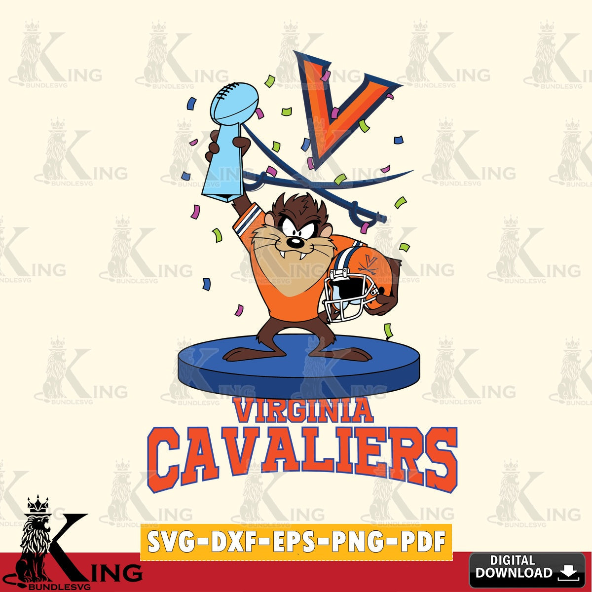 Virginia Cavaliers Taz Trophy Podium SVG file, Cut file  , Digital Download , Instant Download, Taz svg, NCAA svg