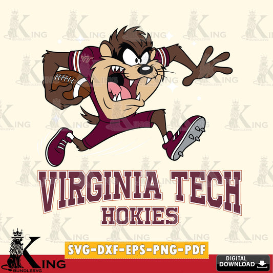 Virginia Tech Hokies Angry Taz Football SVG file, Cut file  , Digital Download , Instant Download, Taz svg, NCAA svg