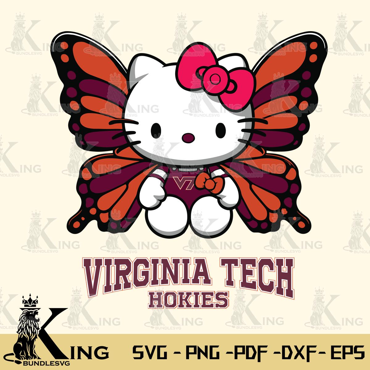 Virginia Tech Hokies Butterfly Kitty Delight Svg Eps Dxf Png File, Digital Download