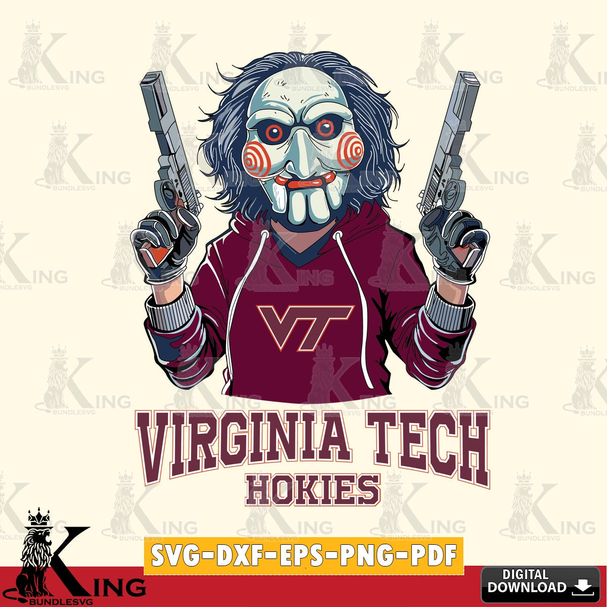 Modern graphic depicting Virginia Tech Hokies Jigsaw Billy Football, a digital file for silhouette cameo and cricut projects