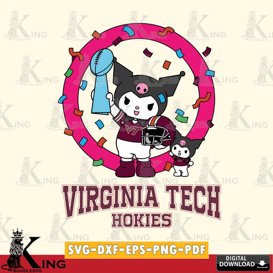 Virginia Tech Hokies Kuromi Football Champion SVG file, Cricut, Cut file  , Digital Download , Instant Download, Sanrio svg, Clipart