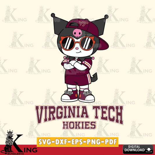 Virginia Tech Hokies Kuromi Football Jersey SVG file, Cricut, Cut file  , Digital Download , Instant Download, Sanrio svg, Clipart