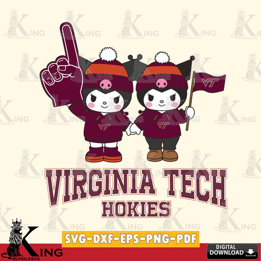 Virginia Tech Hokies Kuromi rugby Fan SVG file, Cricut, Cut file  , Digital Download , Instant Download, Sanrio svg, Clipart