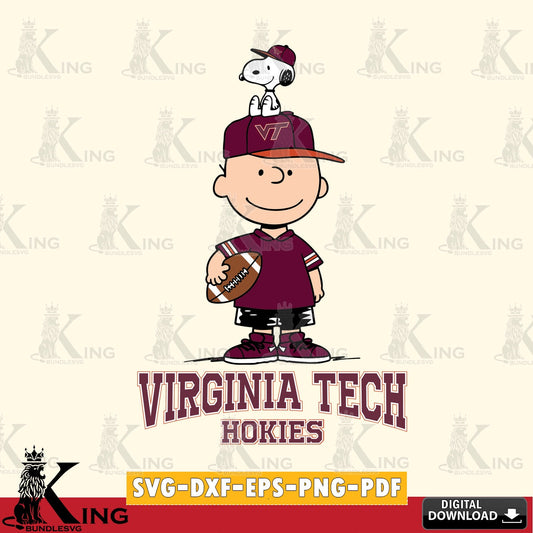 Virginia Tech Hokies Peanuts Football Rugby SVG, Cricut, Cut file  , Digital Download , Instant Download, Peanuts svg, NCAA svg, Football svg, Sport svg