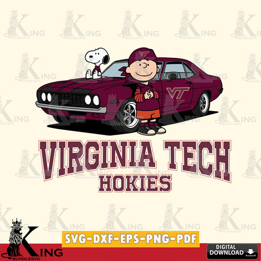 Virginia Tech Hokies Peanuts Muscle Car SVG, Cricut, Cut file  , Digital Download , Instant Download, Peanuts svg, NCAA svg, Football svg, Sport svg