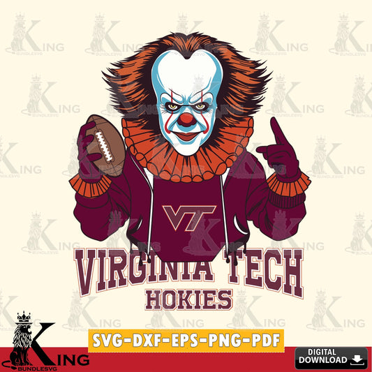 Digital clipart of Virginia Tech Hokies Pennywise player football, SVG cut file for personalized gifts and laser projects