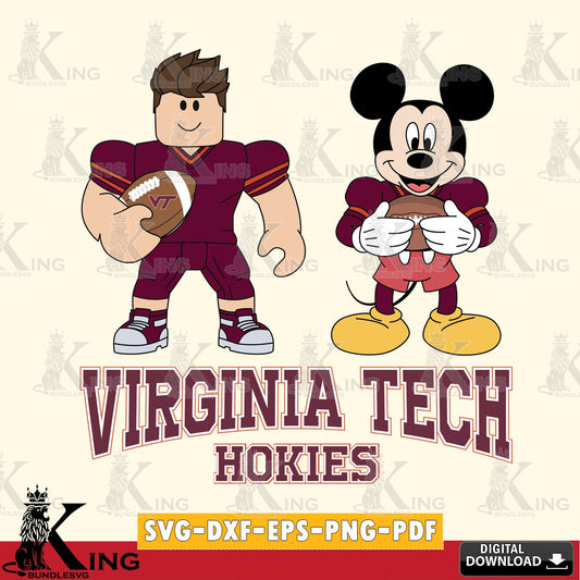 Virginia Tech Hokies Roblox & Mickey Football SVG file , NCAA Cricut,  File cut , Digital Download , PDF File