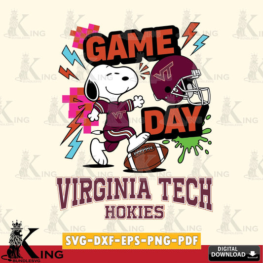 Virginia Tech Hokies Snoopy Game day SVG, Cricut, Cut file  , Digital Download , Instant Download, Peanuts svg, NCAA svg, Football svg, Sport svg