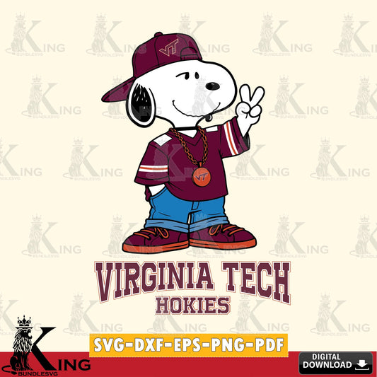 Virginia Tech Hokies Snoopy Say hi SVG, Cricut, Cut file  , Digital Download , Instant Download, Peanuts svg, NCAA svg, Football svg, Sport svg