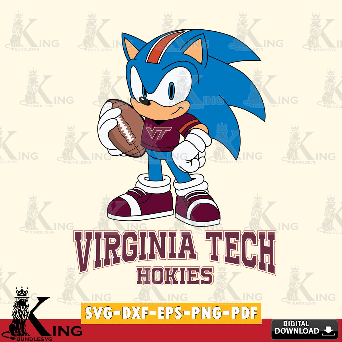 Virginia Tech Hokies Sonic Game Day Ready SVG file, Vector , Digital Download , PDF File , Instant Download