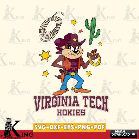 Virginia Tech Hokies Taz Cowboy Western SVG file, Cut file  , Digital Download , Instant Download, Taz svg, NCAA svg