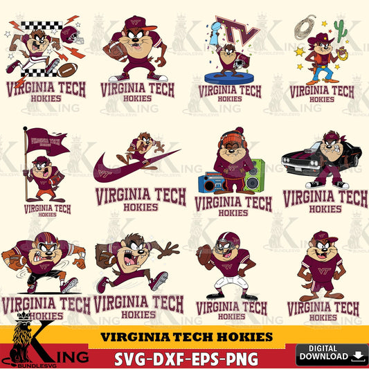 Virginia Tech Hokies Taz Football NCAA Bundle SVG file, Cut file  , Digital Download , Instant Download, Taz svg, NCAA svg