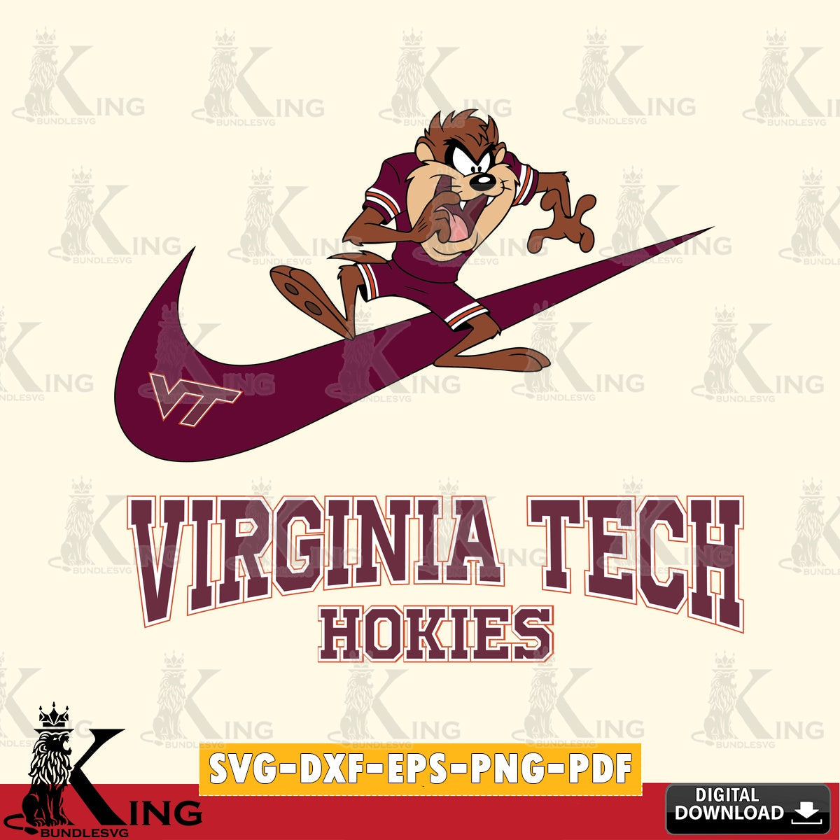 Virginia Tech Hokies Taz Football Nike SVG file, Cut file  , Digital Download , Instant Download, Taz svg, NCAA svg